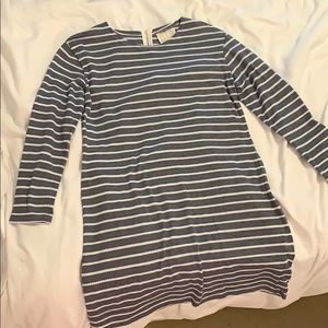 Blue and white striped dress